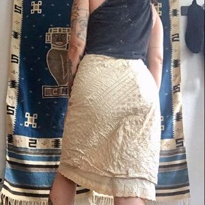 Crocheted knee length skirt